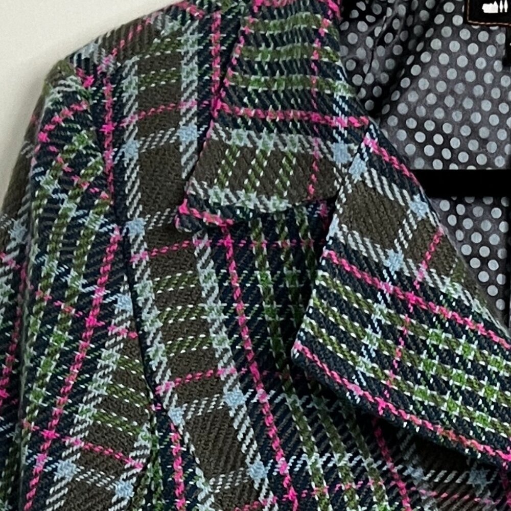 Paul Frank Plaid Jacket // Pink Button Statement Blazer // Y2K Preppy Punk // M - Picture 4 of 7